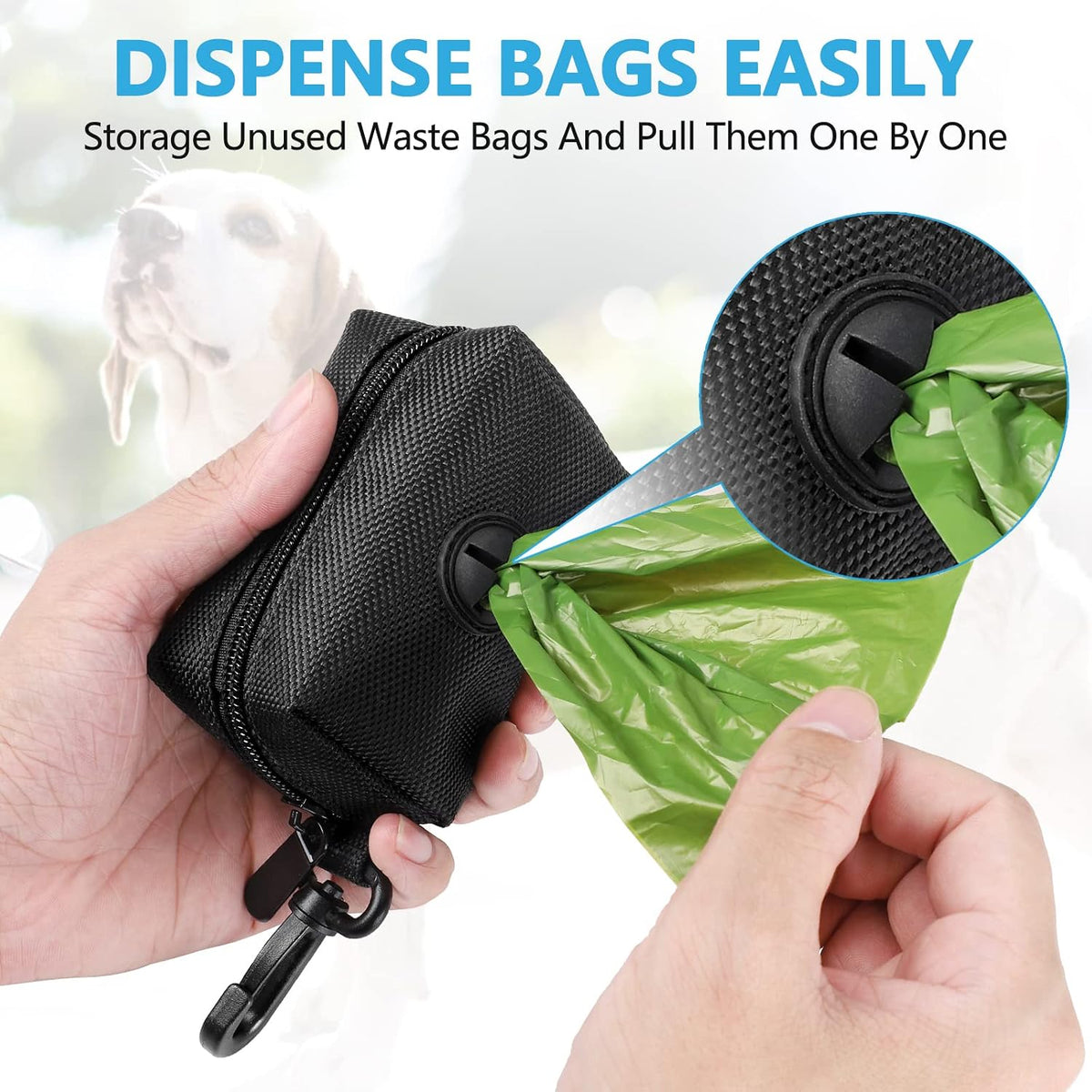 Dog Poop Bag Dispenser Holder Soft Waste Bags Roll Holders Leash Clip - 1 Count (Pack of 1) / 2PCS Blue&Black - image 2