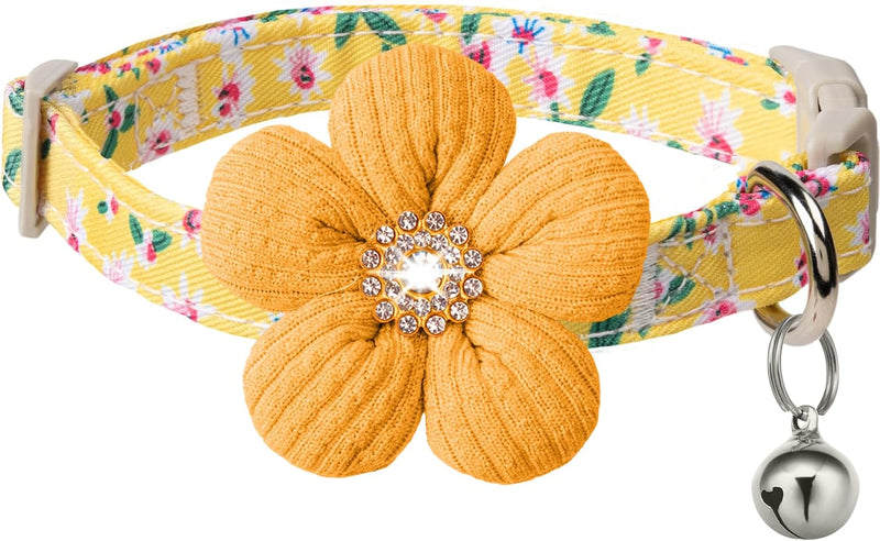 Medium Dog Collar with Flower - Yellow / Small: for Small Dog