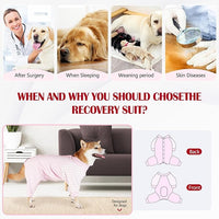 Dog Recovery Suit, Abdominal Wound After Surgery Wear, Anti Licking Bodysuit with Snaps, E-Collar & Cone Alternatives, Long Sleeve Dog Spay Surgical Pajamas Prevent Shedding(3XL, Pink)