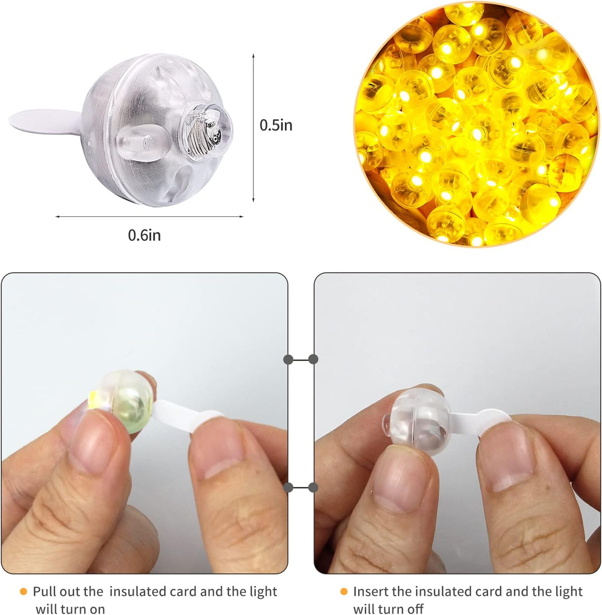 50pcs White LED Balloon Lights - 100PCS / Yellow - image 2