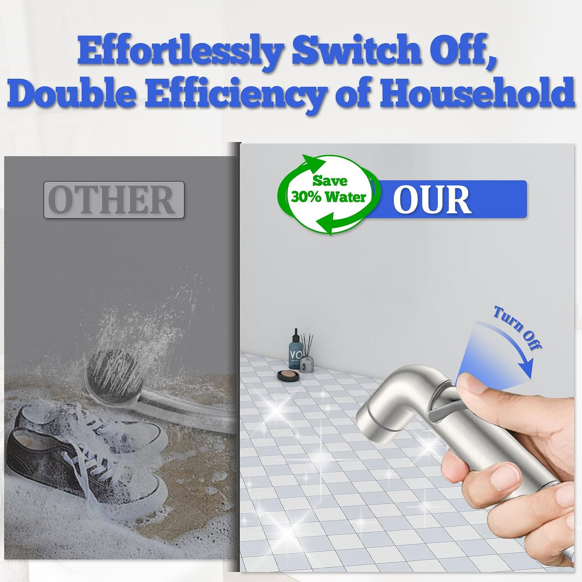Dog Shower Attachment Metal - Gray / 1/2" Indoor Shower Diverter - image 3