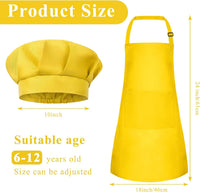 Kids Apron and Chef Hat Set Adjustable Child Art Aprons with 2 - F-yellow / Large - image 2