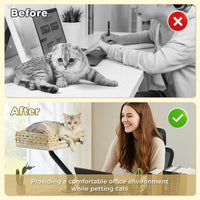 PAWZ Road Cat Desk Bed 360°Rotating Supports to 50 Lbs Cozy Nest - Beige / Wicker - image 4