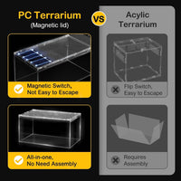 Reptile PC Tank,Escape Proof Magnetic Lid Tarantula Enclosure Large – Essentials for Reptiles And Amphibians - Slide Lid Tank / L(11.8x7.8x5.9 IN) - image 2