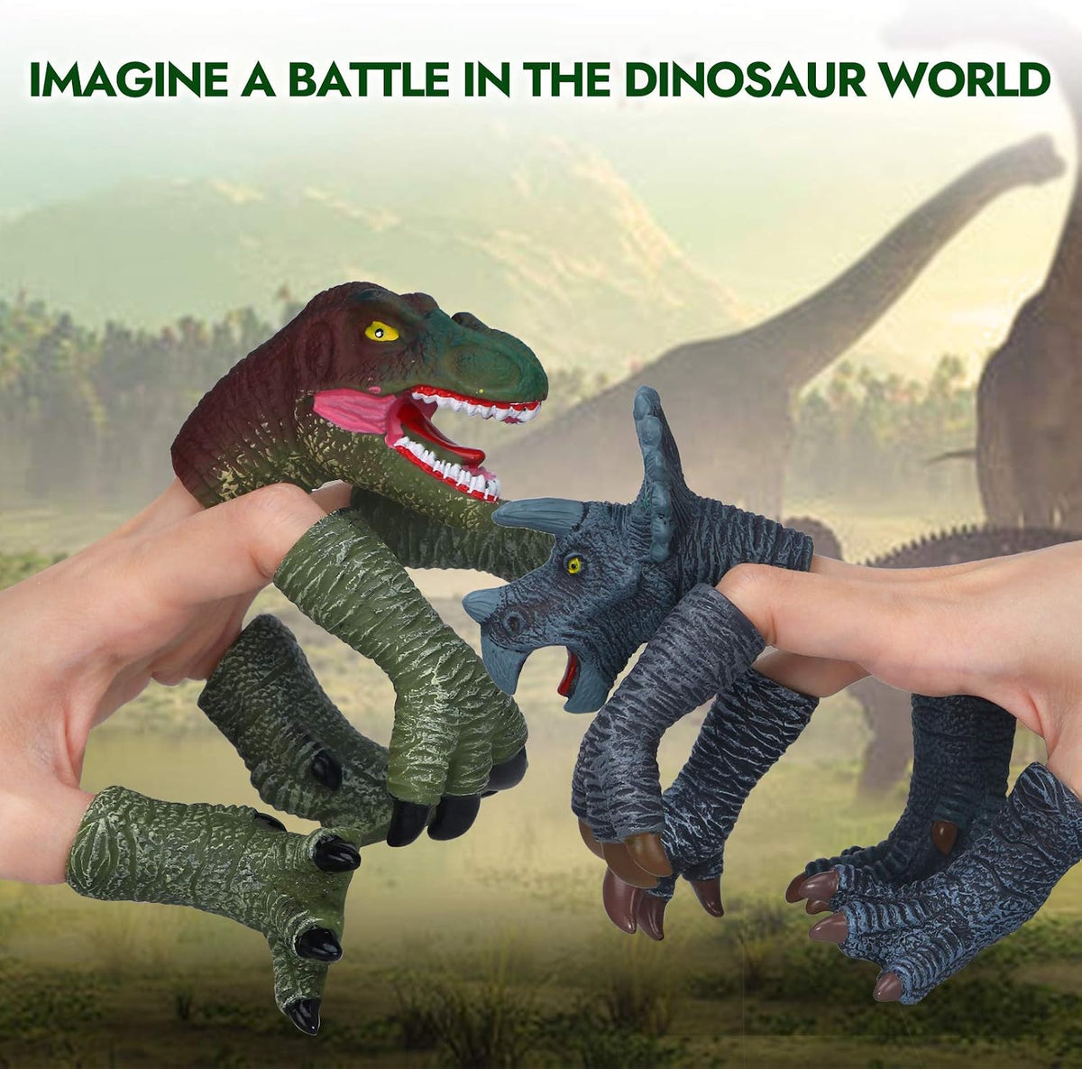 COGO MAN 20 piece rubber dinosaur finger puppets with heads, paws and feet - view 3