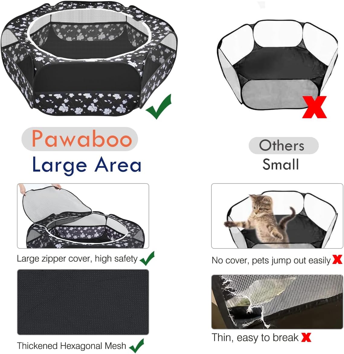 Pawaboo Small Animal Playpen, Waterproof Portable Pet Cage Tent - T-Magnolia / 1 - image 3