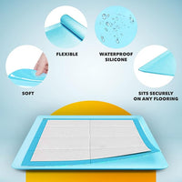 TidyFriend 2 Pack Dog Pee Pad Holder Tray Fits for 24” x 24” Wee Wee Pee Pads - Stable Grip, Raised Edges, Quick-Wipe Silicone Surface Dog Potty Tray Holder for Indoor Flooring Protection (Sky Blue)