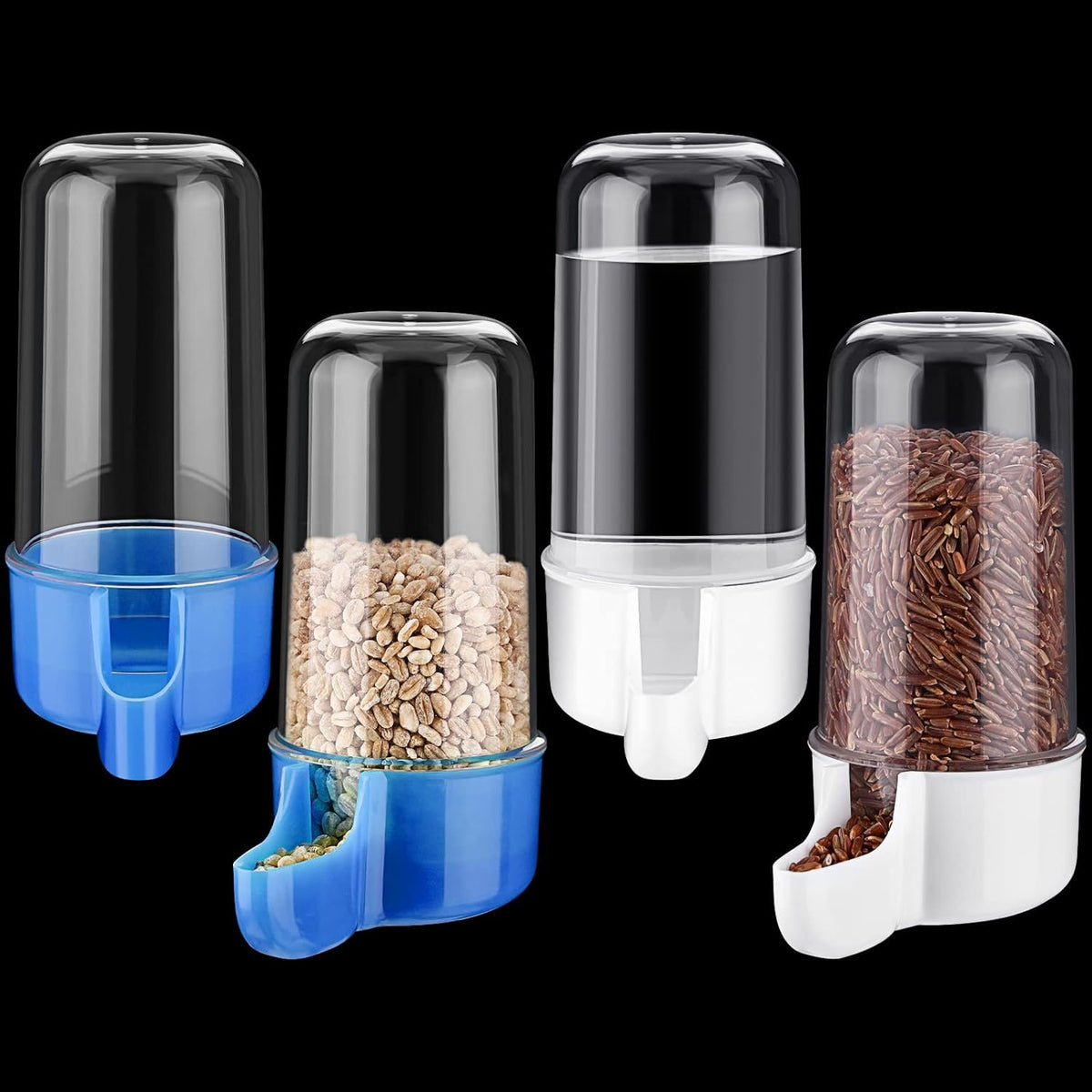 Weewooday 4 Pcs Bird Water Feeder Cage, Blue, White - Blue, White / 200 ml / Classic Style