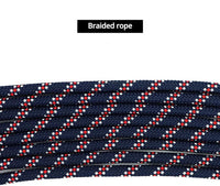 QWORK Adjustable Horse Training and Lunging Aid with Rear Fleece Cover, Navy/Red, Encourages Proper Head Carriage and Comfortable Stretching, Durable Braided Nylon Rope with Metal Clips,