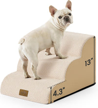 COZY KISS Dog Stairs for Small Dogs - Beige / 3 / 15.7x19.7x13 inch