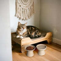 2-Pack Elevated Ceramic Cat Bowls Extra Wide for Food & Water – Essentials for Cats - Pottery Clay-2 Food Bowl - image 3