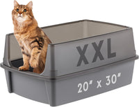 IRIS USA XX-Large High Sided Cat Litter Box, Scatter Shield - XXL / Gray