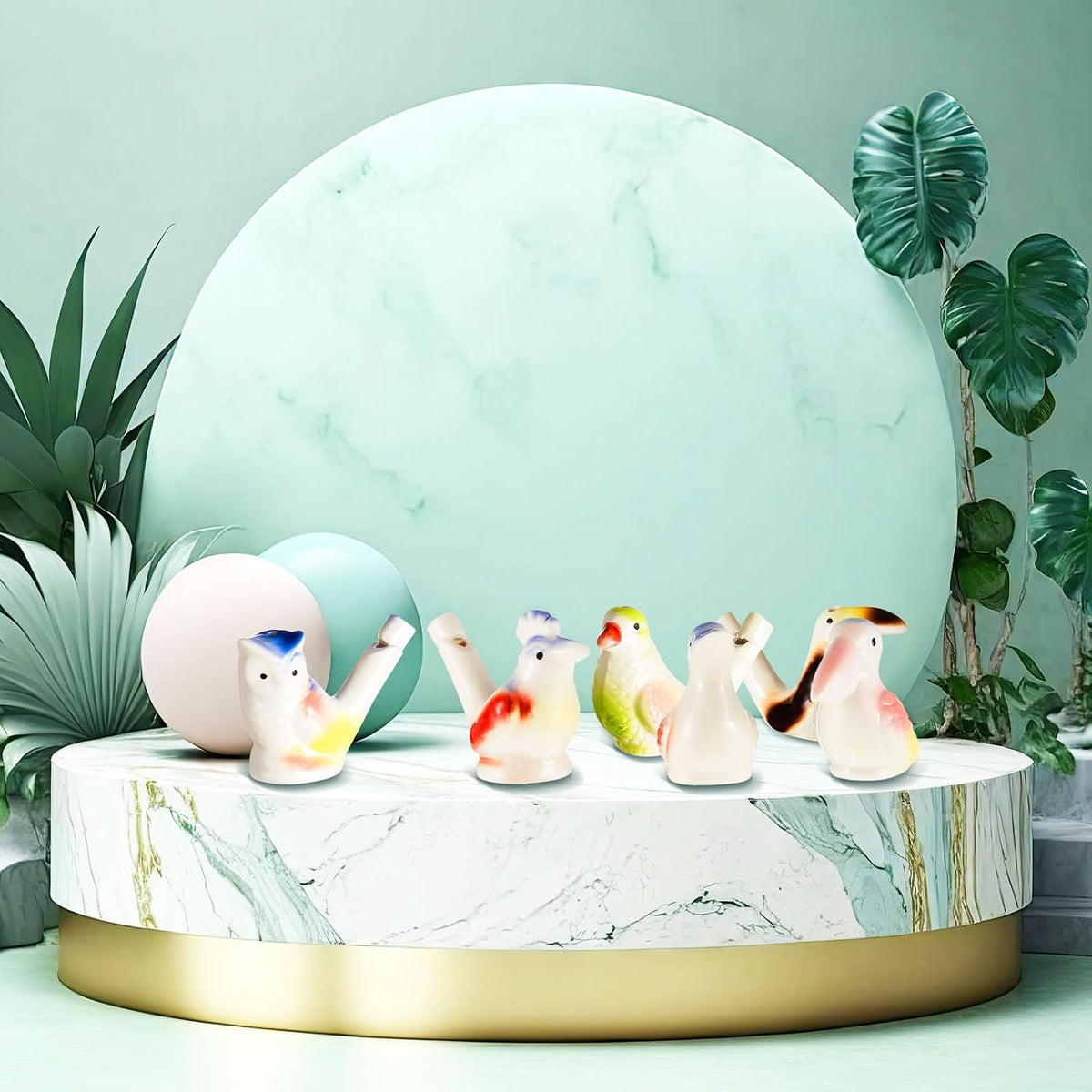 Gejoy 6 Pcs Bird Water Whistles Ceramic Bird Call Warbling Water - 6 / Bright - image 4