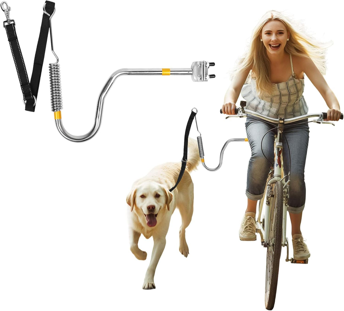 Dog Bike Leash Attachment for Medium & Large Dogs, Silver – Essentials for Dogs