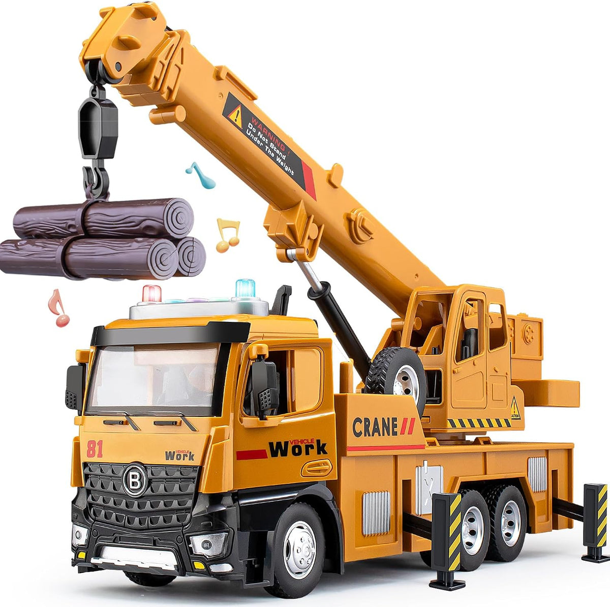 Takgud 13.5 inch friction powered crane truck toy with extending arm and lights - view 2