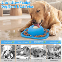 Slow Feeder Dog Bowls & Lick Mat for Liquid and Thick Treat - Large / Blue - image 2