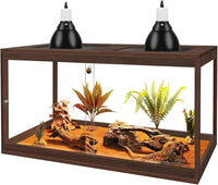 PROLEE Bearded Dragon Tank,27 Gallon Reptile Tank with Meatl Mesh Roof and Front Sliding Door, Anti-Scratch Lizard Tank,Spacious Reptile Enclosure for Snakes,Lguanas, Chameleons(Walnut)
