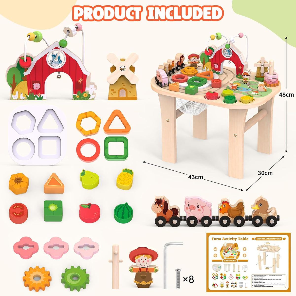 Weilim Montessori Activity Table for 1 Year Old - Farm - image 3