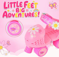 SULIFEEL Kids Adjustable Quad Roller Skates for Girls and Boys – Fun for Kids & Family - Butterfly Pink - image 3