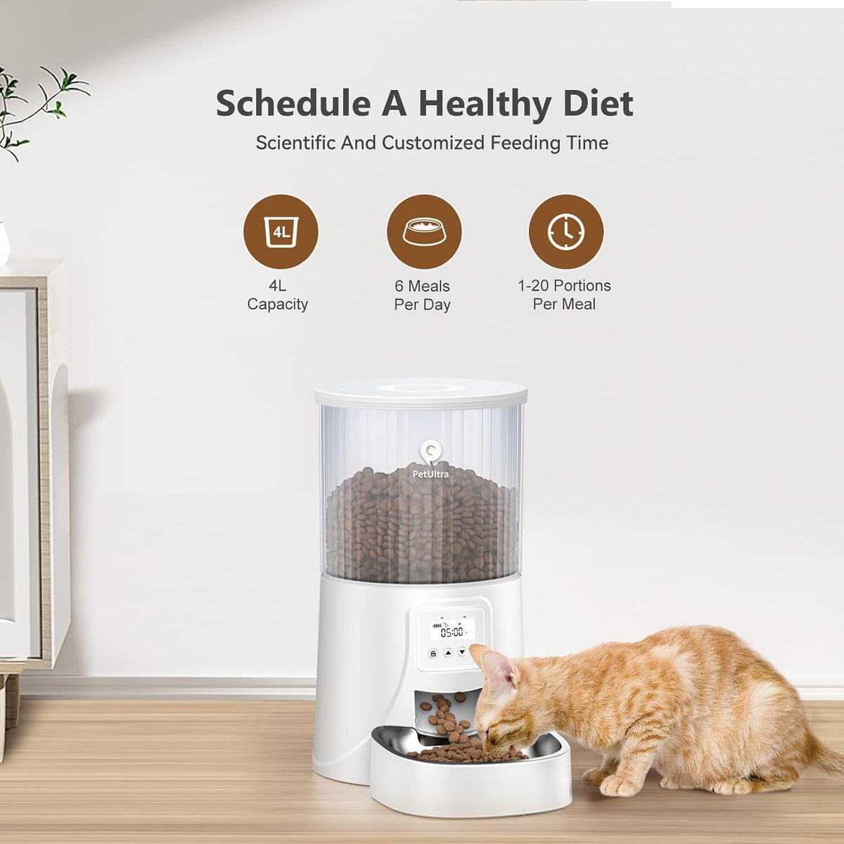 Automatic Cat Feeder: 4L Timed Cats Food Dispenser Programmable – Essentials for Cats - Frosted White - image 3