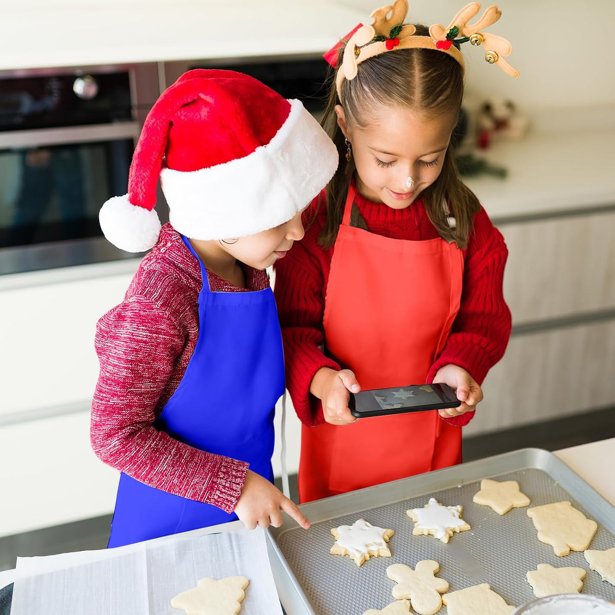 PLULON kids painting aprons in 12 bright colors with ties - view 12