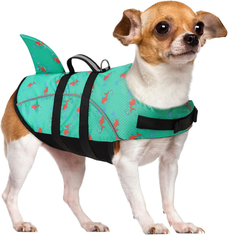 Ripstop Dog Life Jacket Shark Life Vest for Dogs - X-Small / GreenPrints