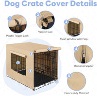 Dog Crate Cover, Kennel Covers Fit for 30 Inch Dogs Crate - Beige (with window) / 24 Inch - image 3