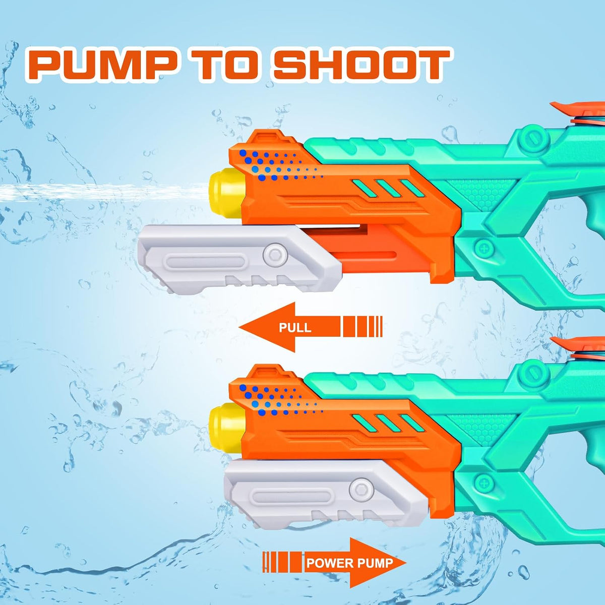 Quanquer 3 Pack Water Guns for Kids Adults - Blue Cyan Grey - image 3