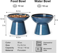 YauYik Raised Cat Food Water Bowl Set - BLUE - image 2