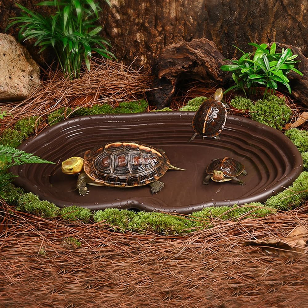 Extra Large Reptile Bathing Pool Reptile Feeding Dish Water Bowl - Black - image 3