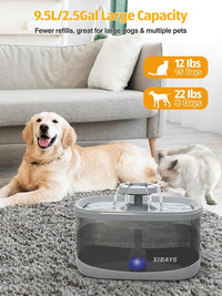SIBAYS 2.5Gal/9.5L Dog Water Fountain for Large Dogs - image 2