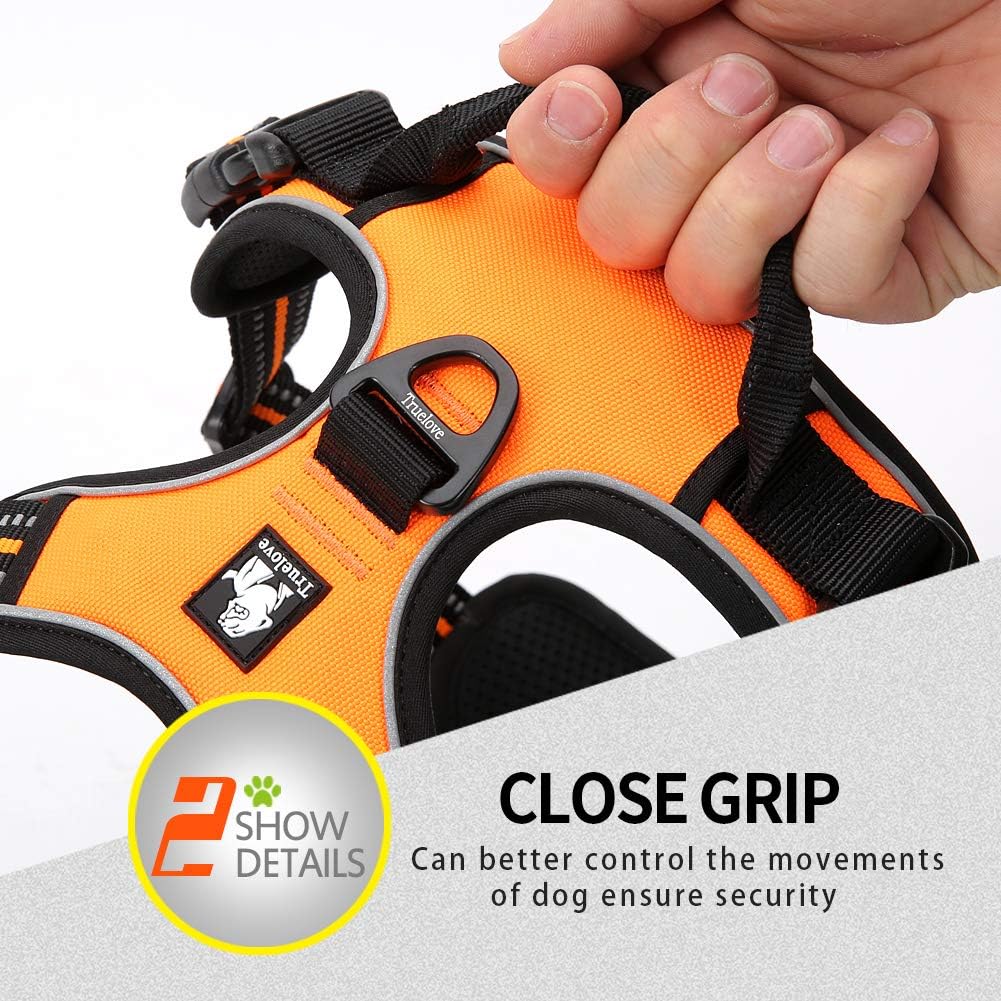 Truelove No Pull Dog Harness with Easy Control Handle and 2 Leash - X-Small / Orange - image 4