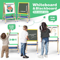 JOYOOSS Easel for Kids Art Easel Toddlers Easels With Paper Roll – Fun for Kids & Family - Green yellow - image 3