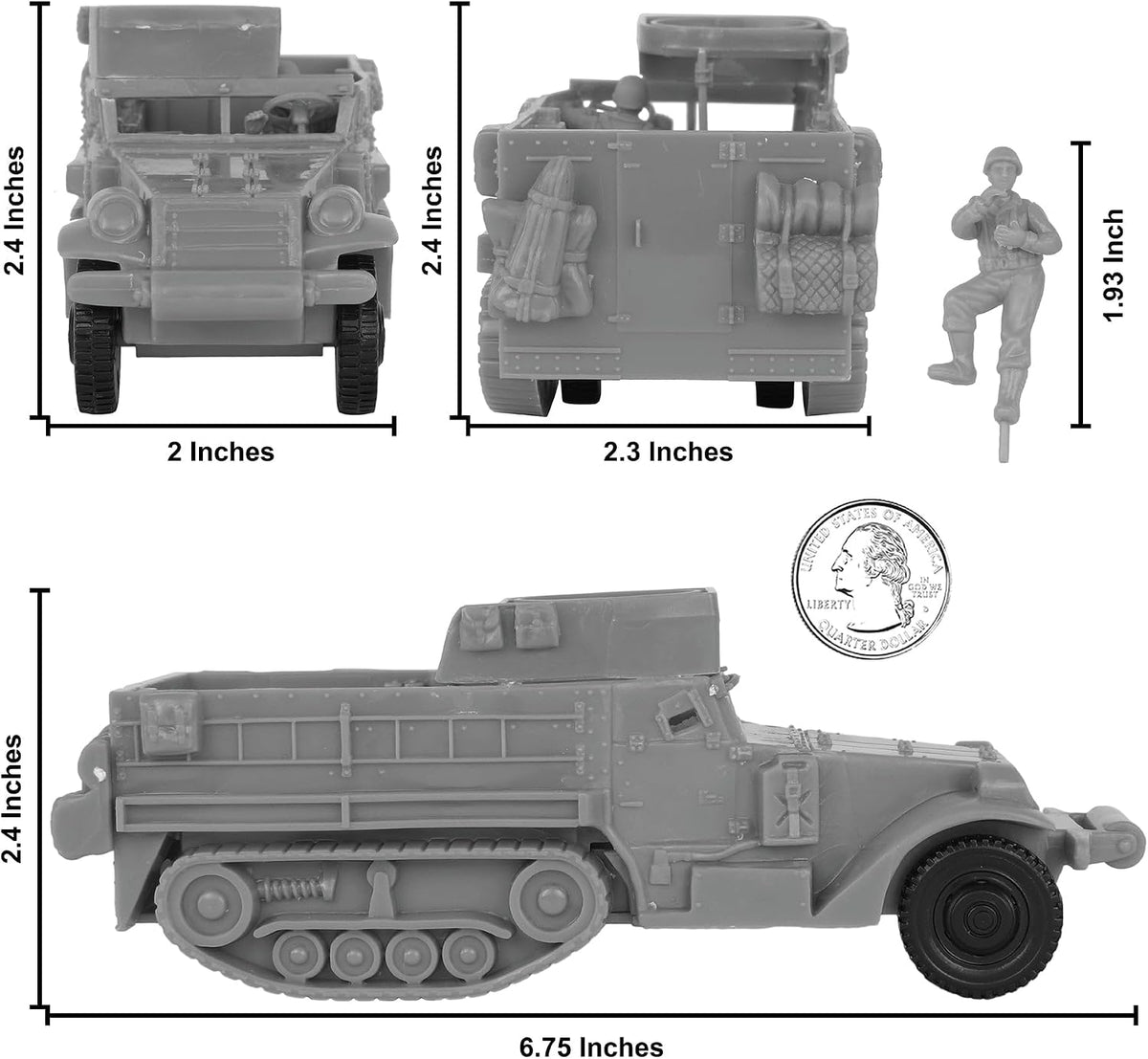 BMC Toys WW2 US M3 halftrack plastic army vehicle in tan - view 10