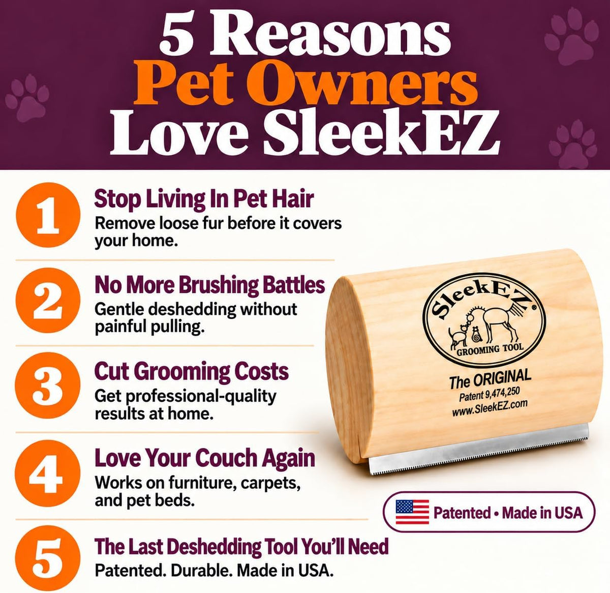 SleekEZ Dog Brush for Shedding, Patented Deshedding Dog Brush - Dog Brush - image 2