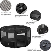 Dog Playpen Portable Pet Play Pens for Small Dog/Cat/Rabbit/Chicks - Black / 8 / Medium (36"x36"x20") - image 2