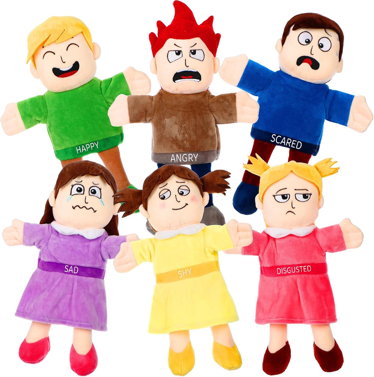 Lenwen 6 African American family hand puppets with movable mouths and colorful clothes - view 2