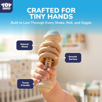 TOY Life Wooden Toys Cars, Montessori Baby Toys 6-12 Months - 6 PCS Rattle Set - image 3