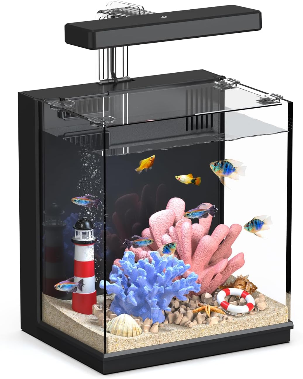 Beta Fish Tank, for Men, Fish Tanks for Kids & Starter - Black