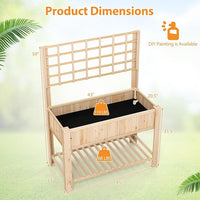 Giantex Raised Garden Bed with Trellis, Wooden Elevated Planter Box with Legs, Drainage Holes for Climbing Plants Vines Vegetables Flowers Herbs, Outdoor Horticulture Planter for Patio Yard