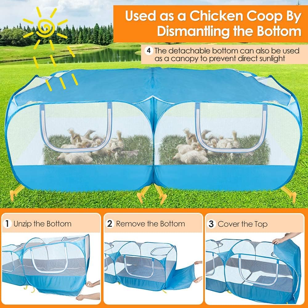 Lukovee Small Animals Playpen, Foldable, Detachable Bottom - Blue - with Escape-proof Bottom - image 3