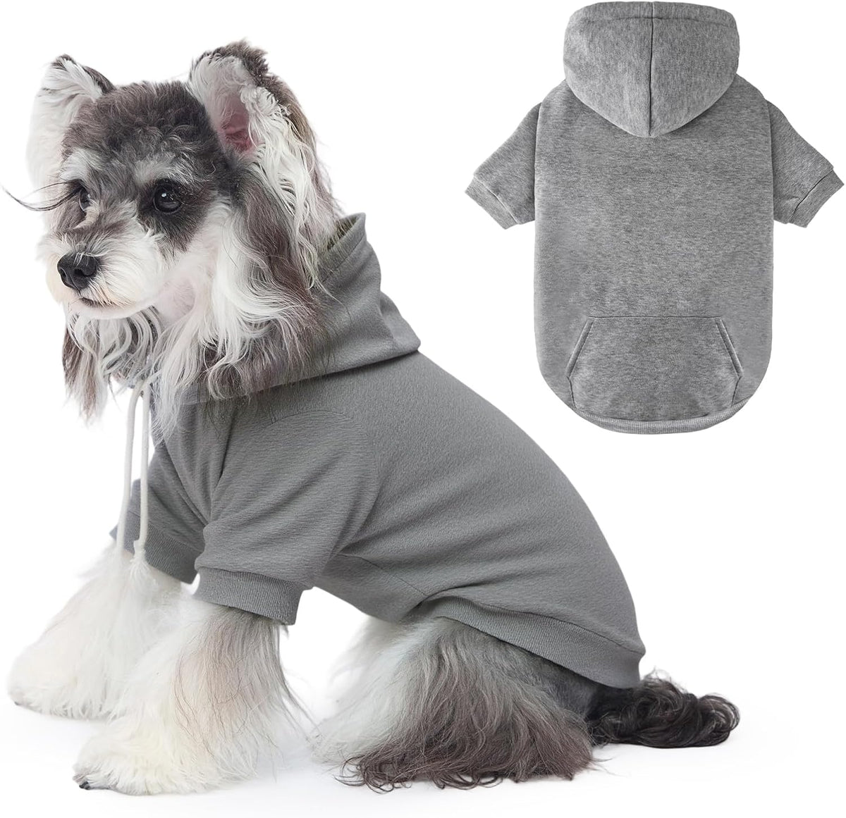 Dog Basic Hoodie Soft Dog Clothes Cold Weather Sweaters for Medium - Grey / XS (Back: 10.24",Chest: 14.96", 2-5 lbs)