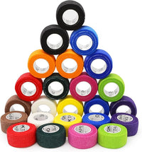 OK TAPE Self Adherent Cohesive Bandages Wrap - 24Packs, 1" x 5 Yards, Non-Woven Self Adhesive Bandage Wrap for Thumb, Finger, Wrist, Ankle, Vet Wrap Bandages Tape (Mixed Colors)