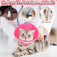 KOOLTAIL Cat Cone Collar Soft, Cat Recovery Collar After Surgery, Adjustable Comfortable Lightweight Cat Neck Cone to Stop Licking, Foldable Donut Water Resistant Pet Cone for Small Large Kitten PinkS