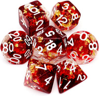 Haxtec Light Green DND Dice Set - Red Clear