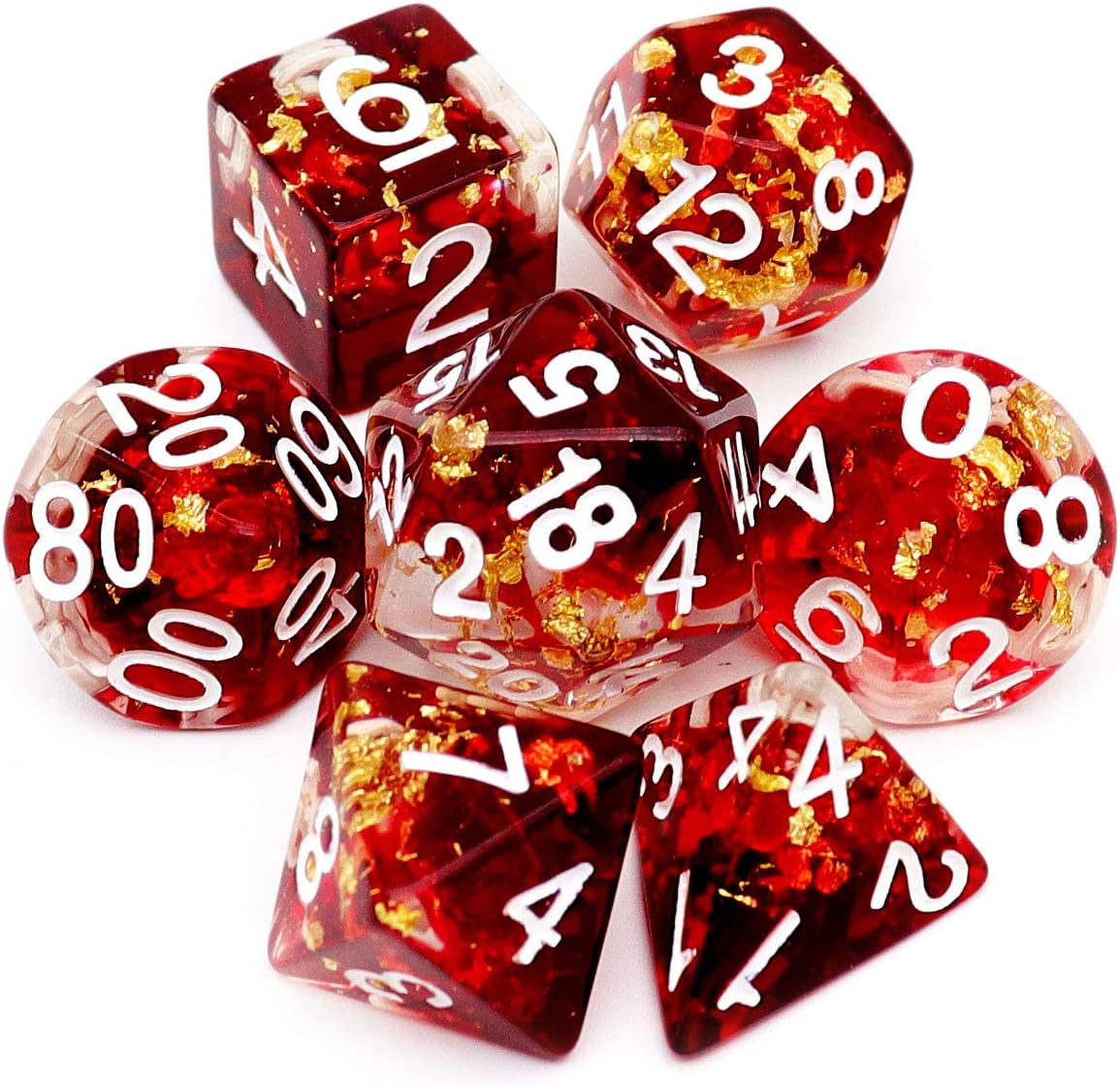 Haxtec Light Green DND Dice Set - Red Clear