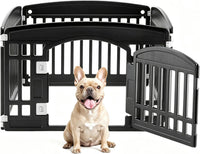 DUMOS Plastic Dog Playpen - Black / 4 Panel / 24IN