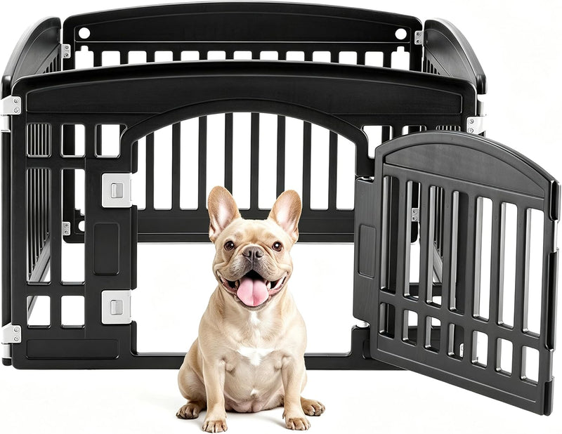 DUMOS Plastic Dog Playpen - Black / 4 Panel / 24IN
