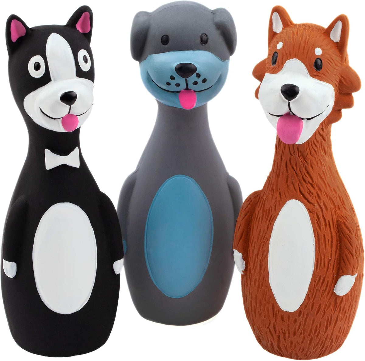 CHIWAVA 3PCS 5.7'' Squeaky Latex Short Standing Stick Toy for Small