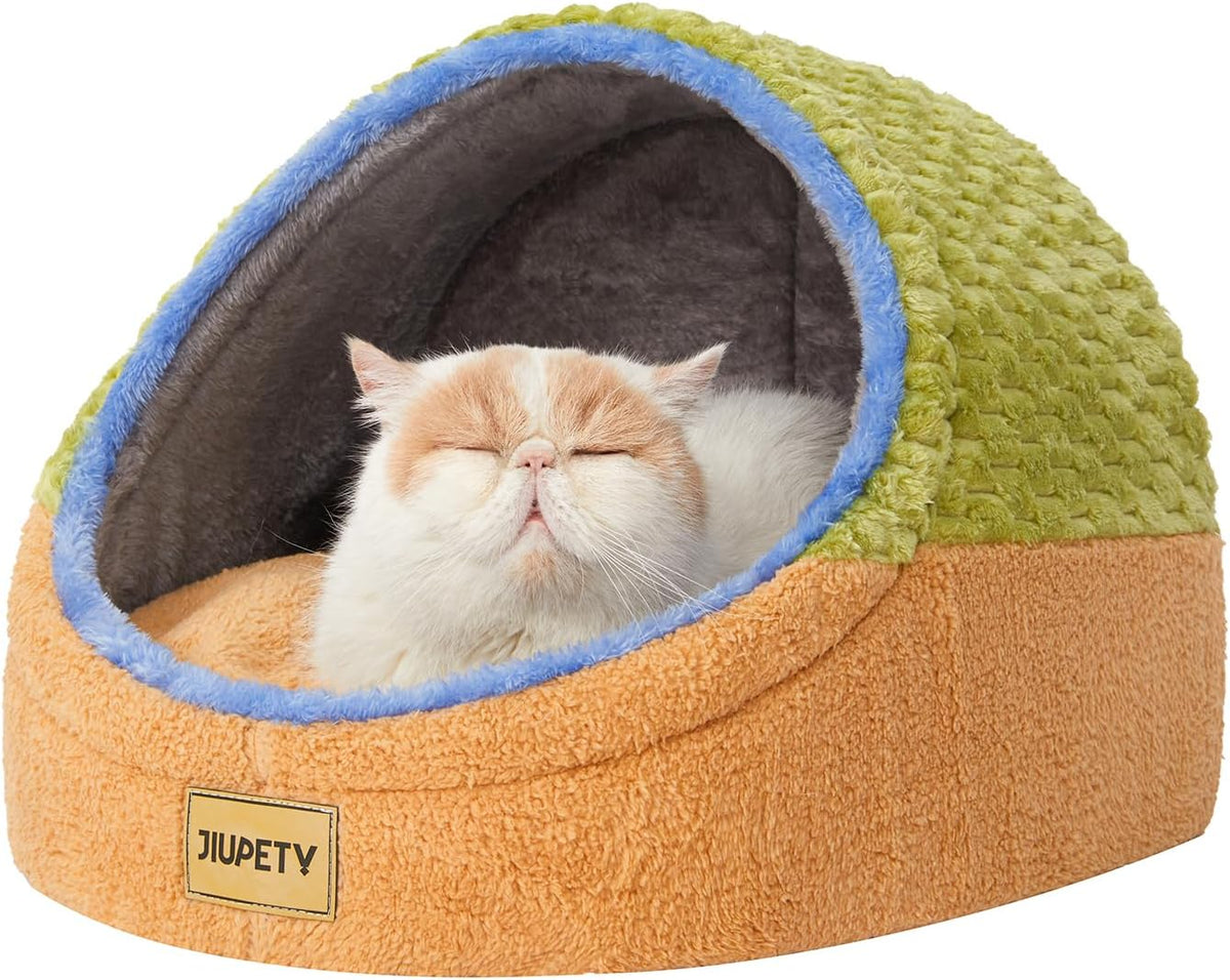 Cute Cat Beds for Indoor Cats, Cave Bed for Kittens - Medium / Green